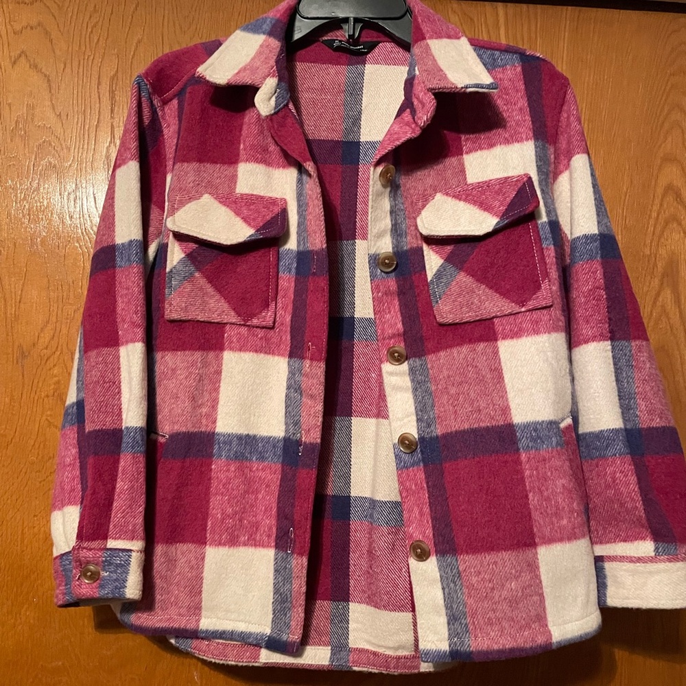 🧥 BURGUNDY / MAUVE PLAID KIDS JACKET